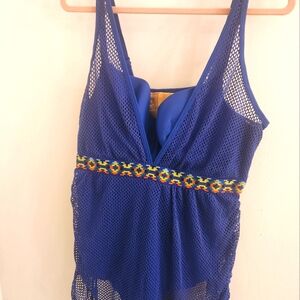 Lane Bryant- Cacique Royal Blue One pc Swimsuit with attached cover-up.
